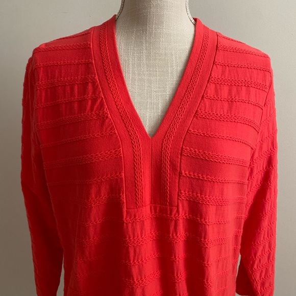 Lands’ End Braided Striped Top Pink - Picture 2 of 8